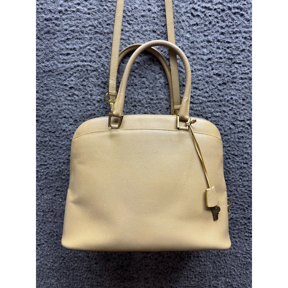 Salvatore Ferragamo Womens AK 4736 Leather Crossbody Top Handle‎ Bag Beige